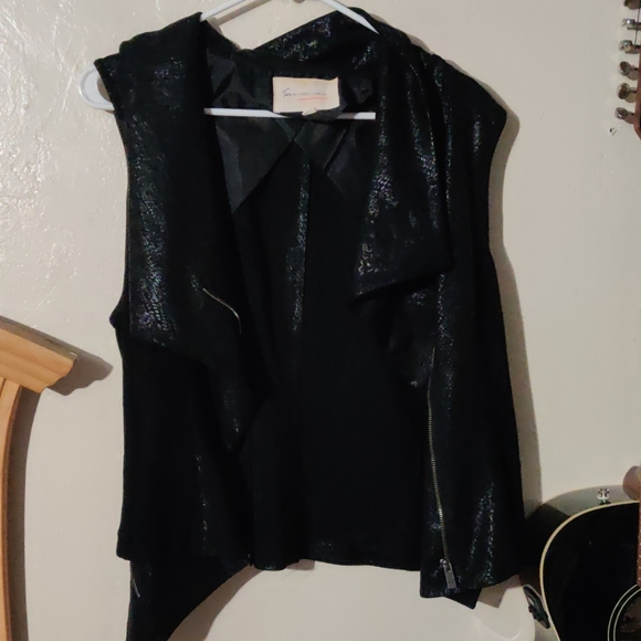 VINCE CAMUTO BLACK GLITTER  ZIP VEST  SIZE XLARGE - Picture 8 of 8